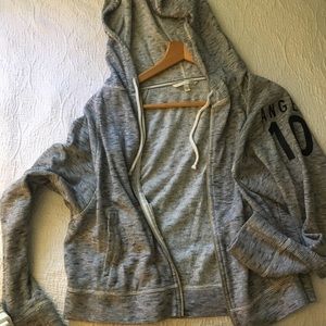 Cropped gray Victoria Secret zip up hoodie